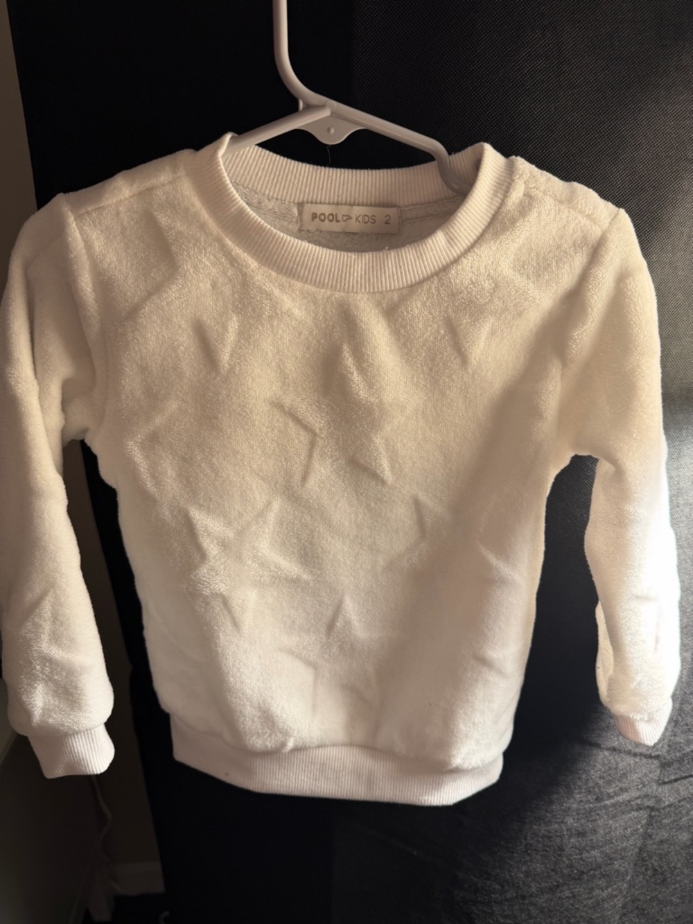 White Star-Embossed Crewneck Sweatshirt, Size 2